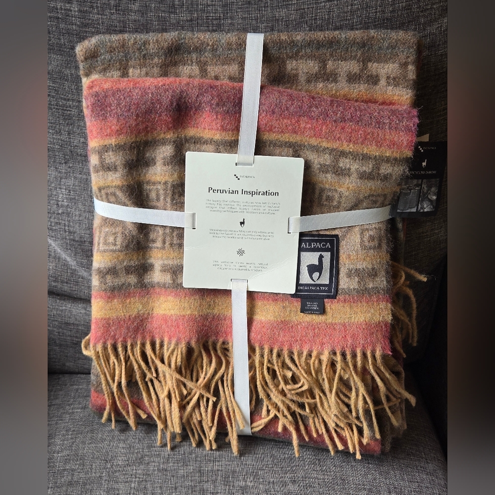NEW Incalpaca Alpaca Peruvian throw Blanket 70x60"